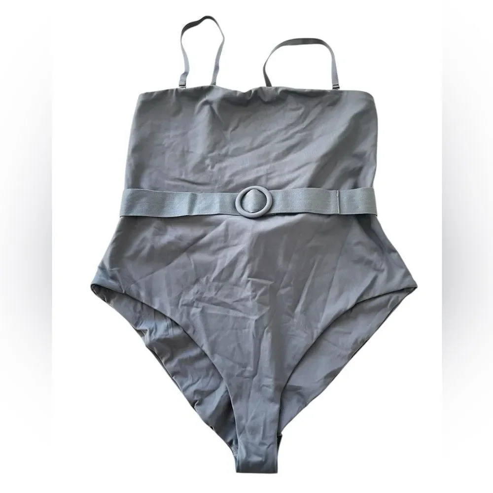 Skims Sculpting One Piece Belted Swimsuit Strapless Charcoal Grey NEW NWT 3X